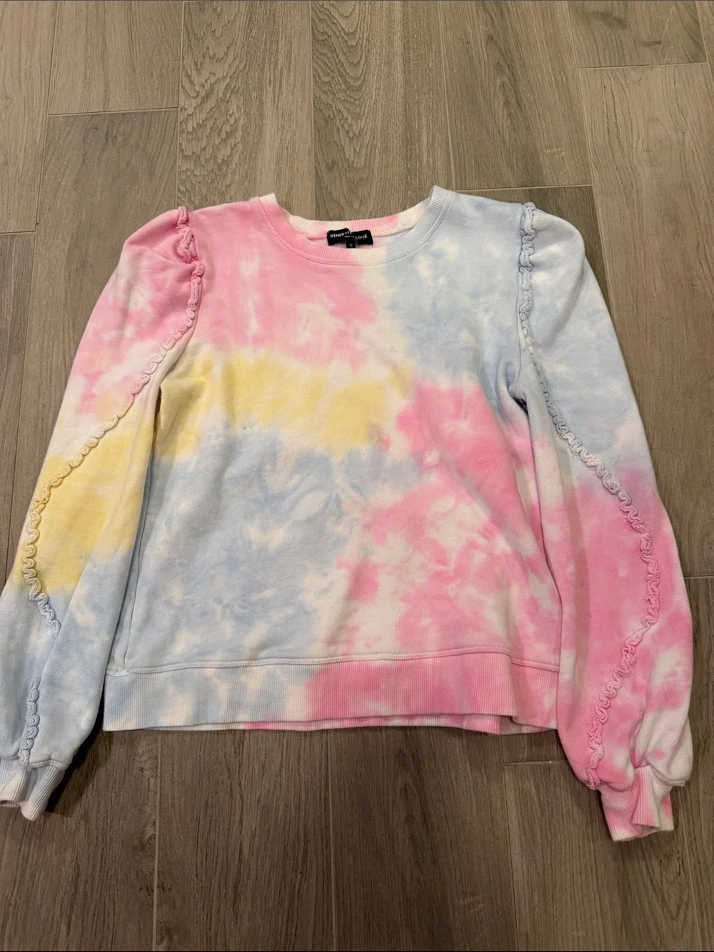 Generation Love Women’s Pastel Tie-Dye Sweatshirt - Pink, Blue & Yellow Size M